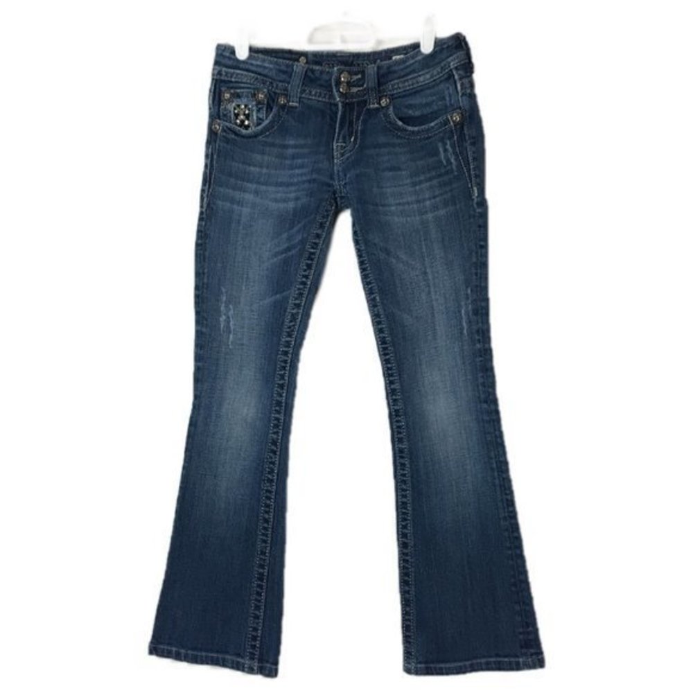 Miss Me Jeans Boot Cut Embellished 26x27 Cropped Hemmed Size 25
